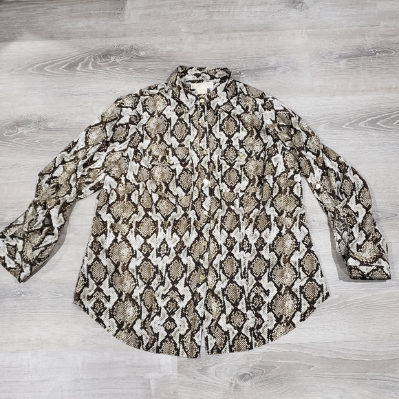 Michael Kors Tops - Michael Kors Python Print Button Down Blouse